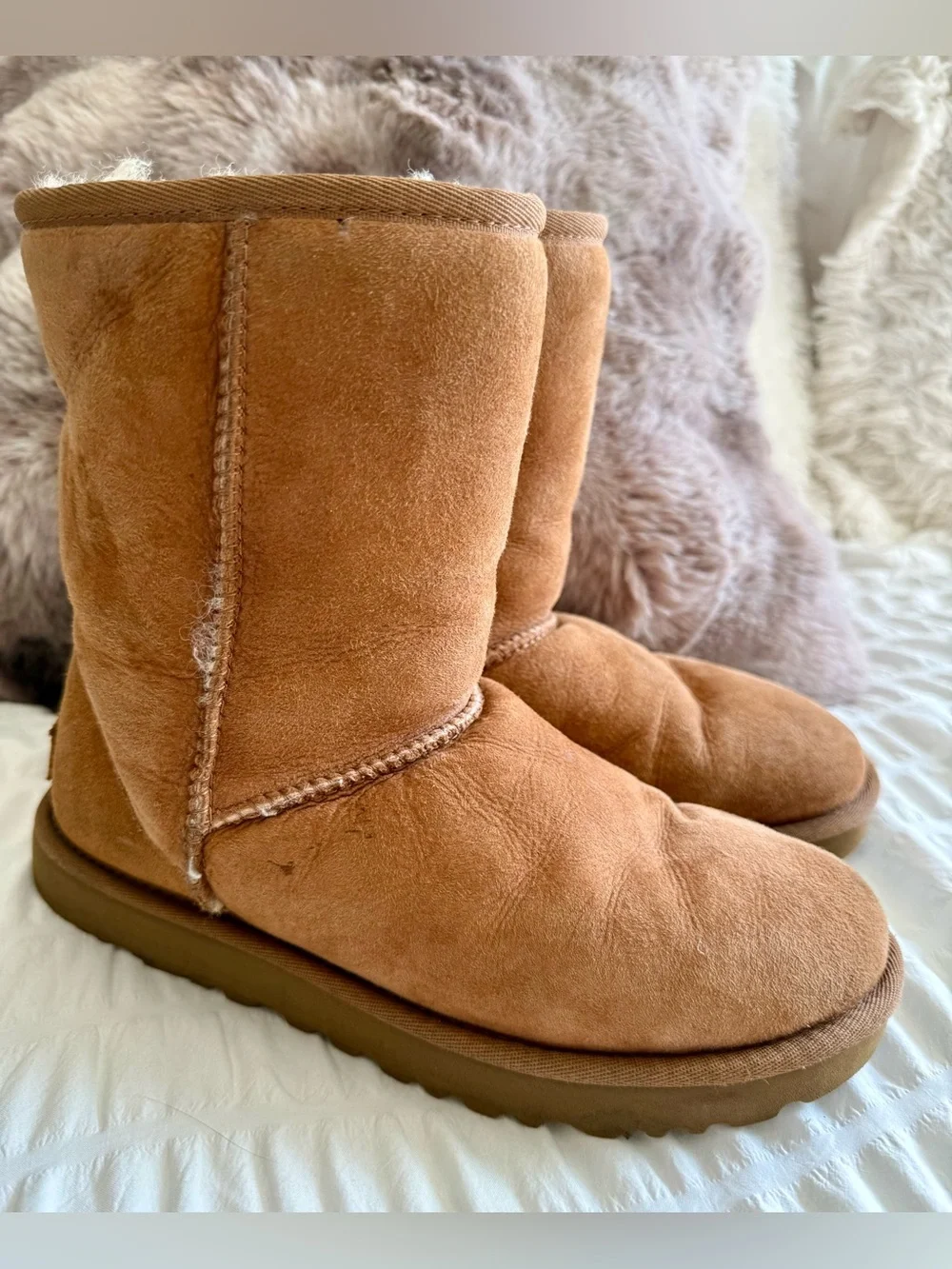 UGG Chestnut Suede Shearling-Lined Winter Boots - Women
